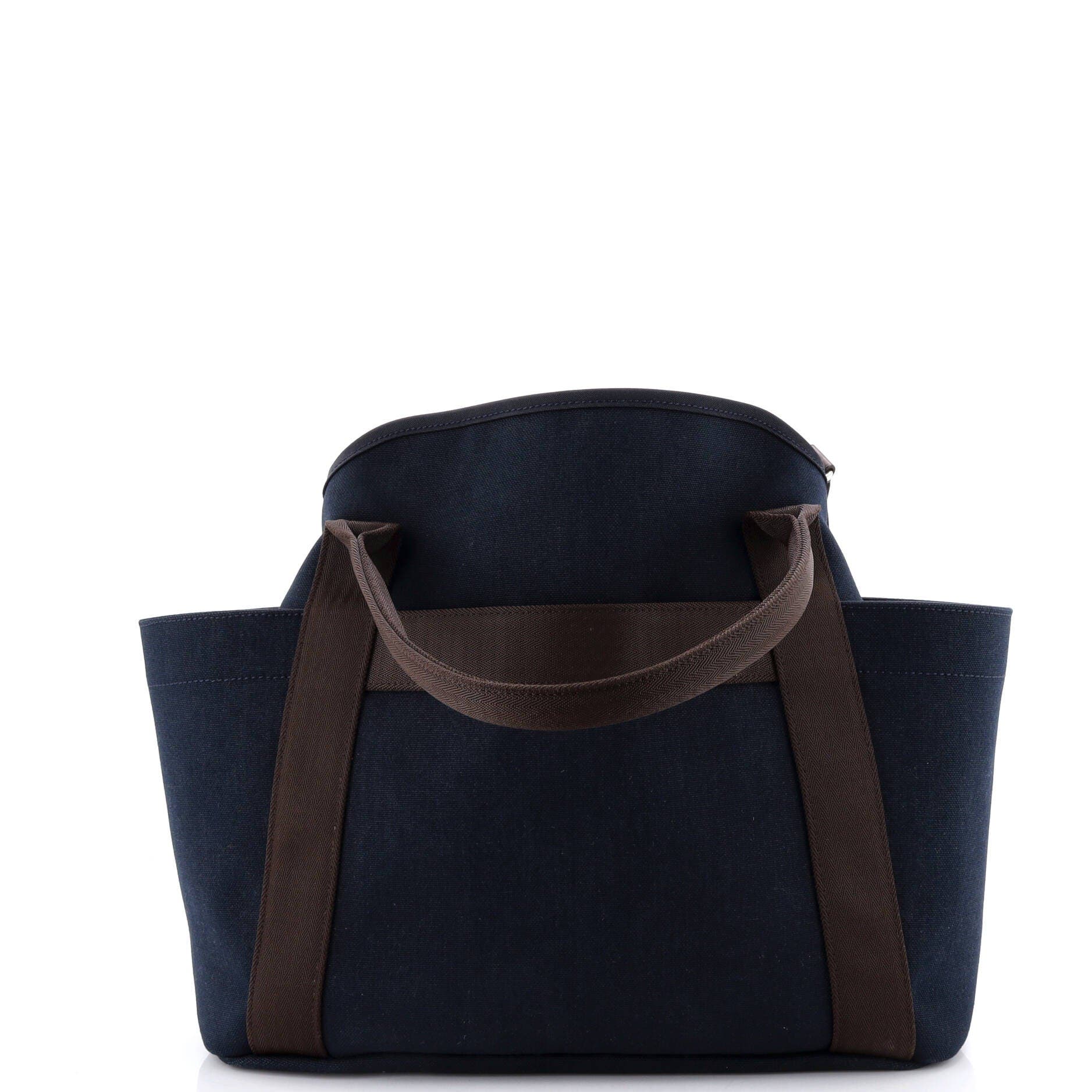 Pre-Owned Hermes Sac De Pansage Groom Handbag Canvas, Alternate, color, Bleu Nuit