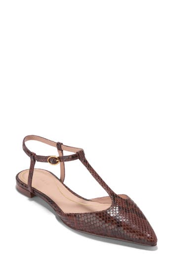 Shop Cole Haan Marlah T-strap Pointed Toe Ballet Flat
