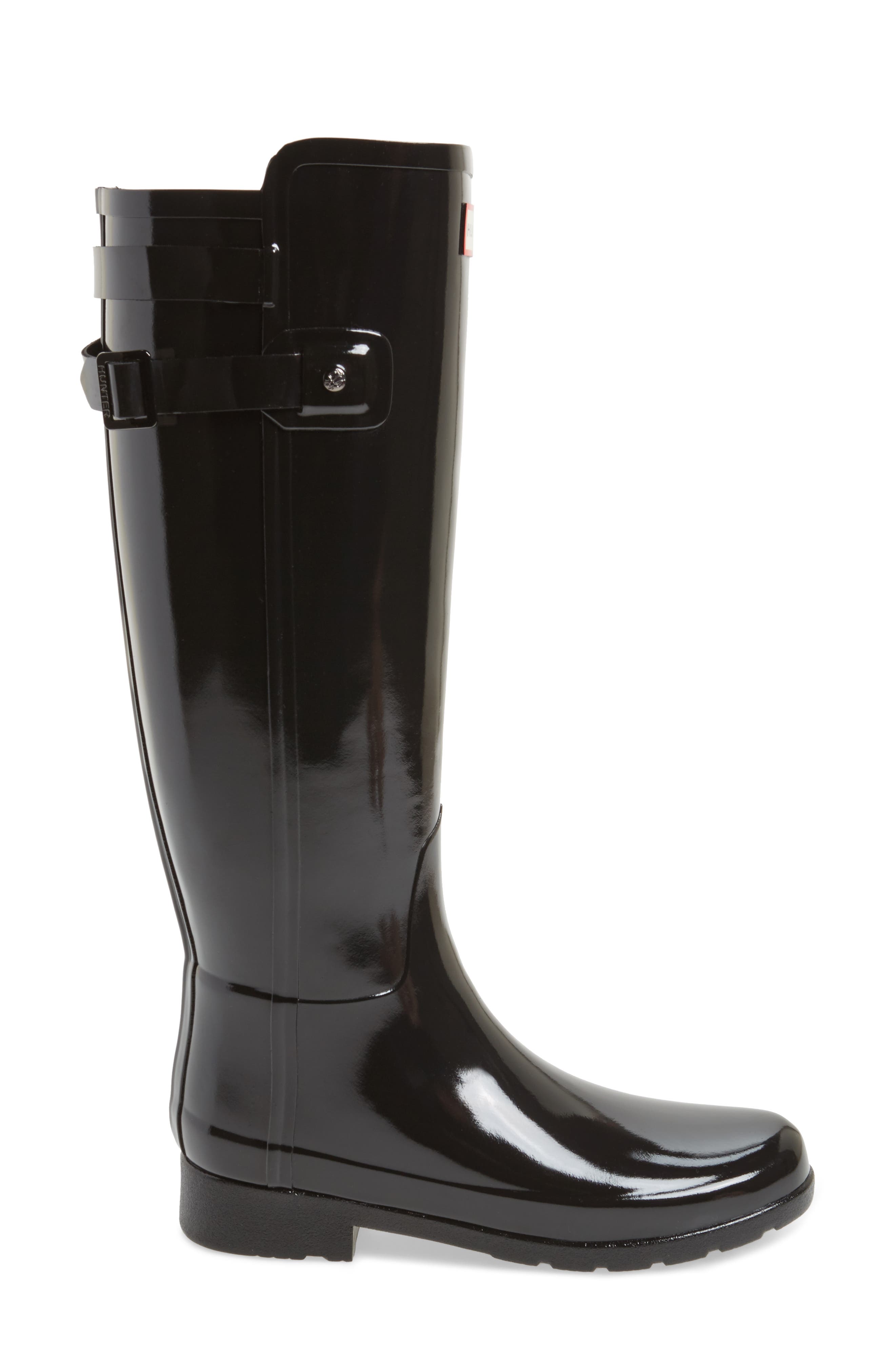 Original Refined High Gloss Rain Boot, Alternate, color, BLACK