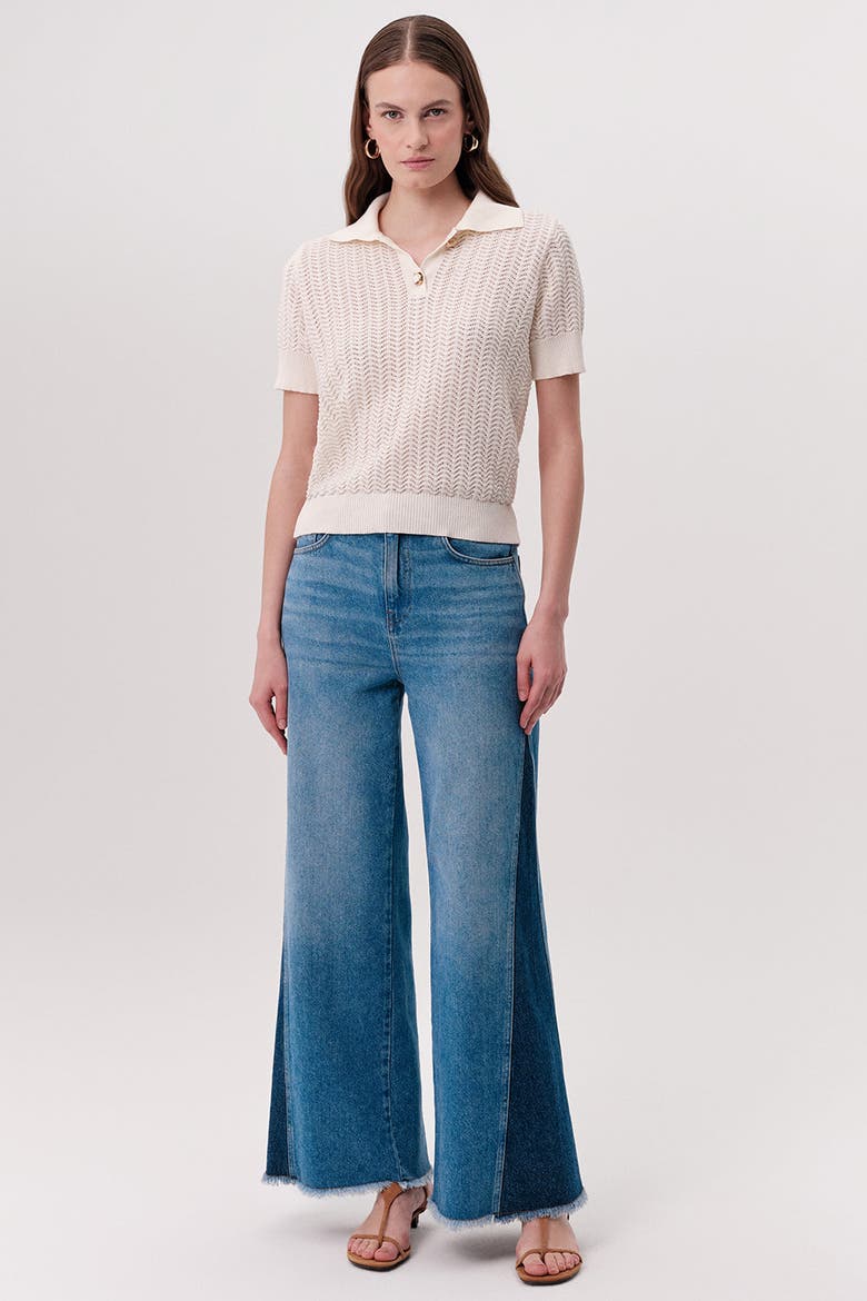Rachelle Short Sleeve Knit Blouse, Alternate, color, Cream