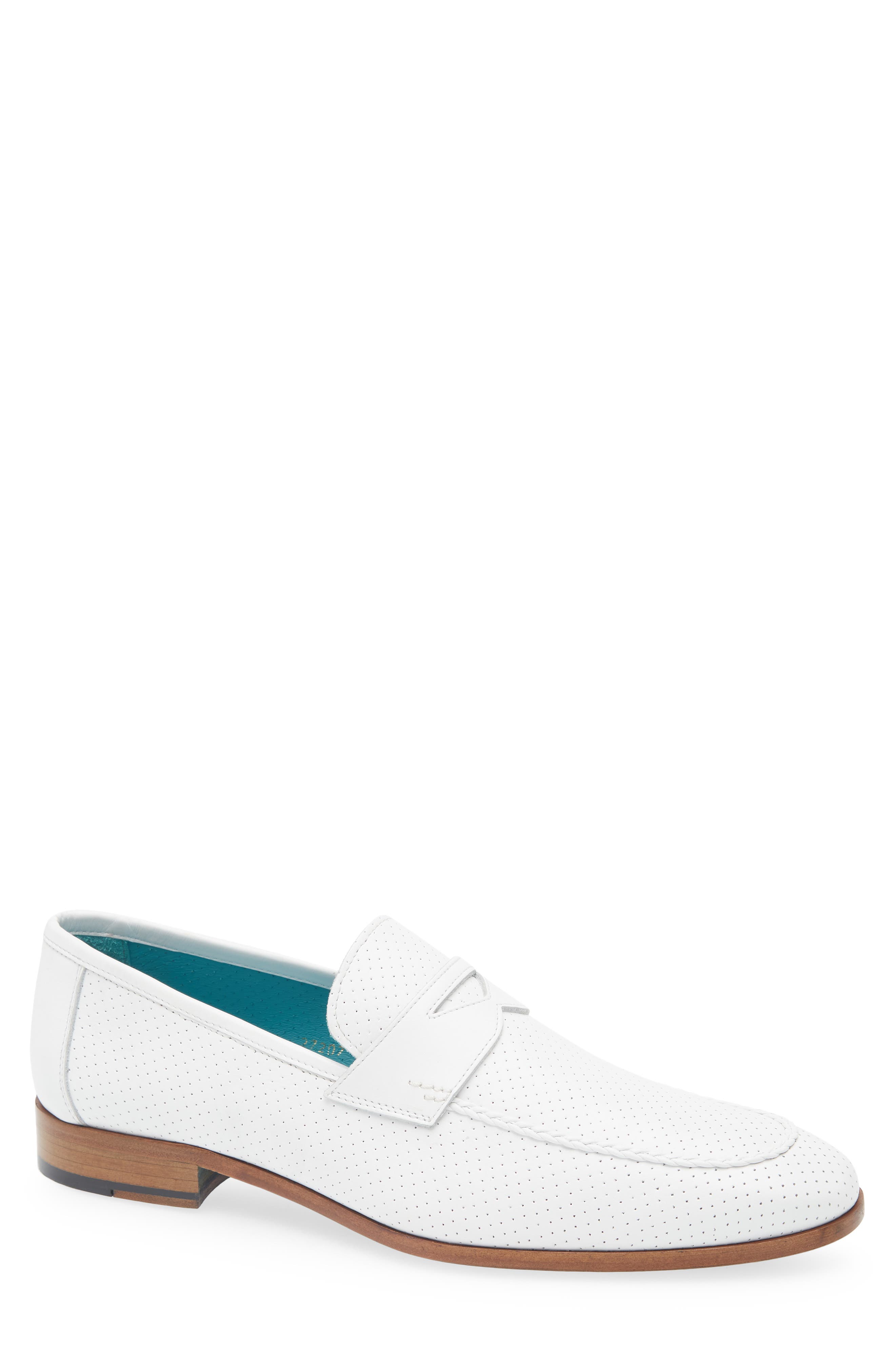 Mezlan Cueva Perforated Penny Loafer, Main, color, White
