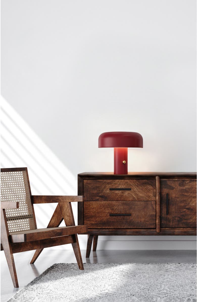 Brightech Anita Cream 12" Modern and Elegant LED Table Lamp with Brass Rotary Knob, Alternate, color, Cream