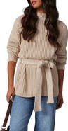 VICI Collection Wixson Rib Belted Mock Neck Sweater