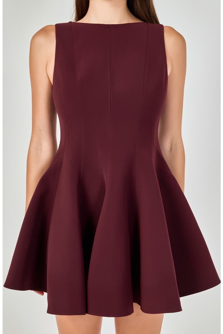 Sleeveless Fit & Flare Minidress, Alternate, color, MAROON