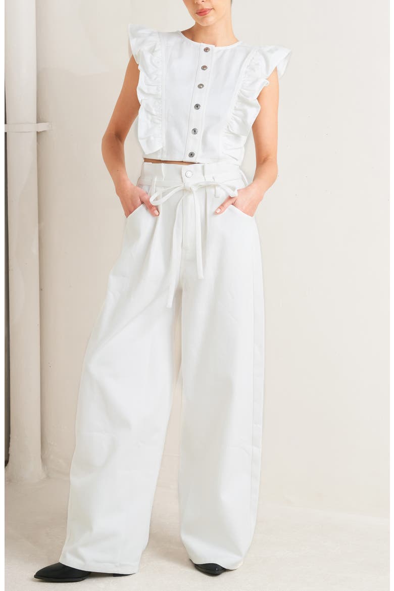 Button-Up Crop Vest, Alternate, color, WHITE