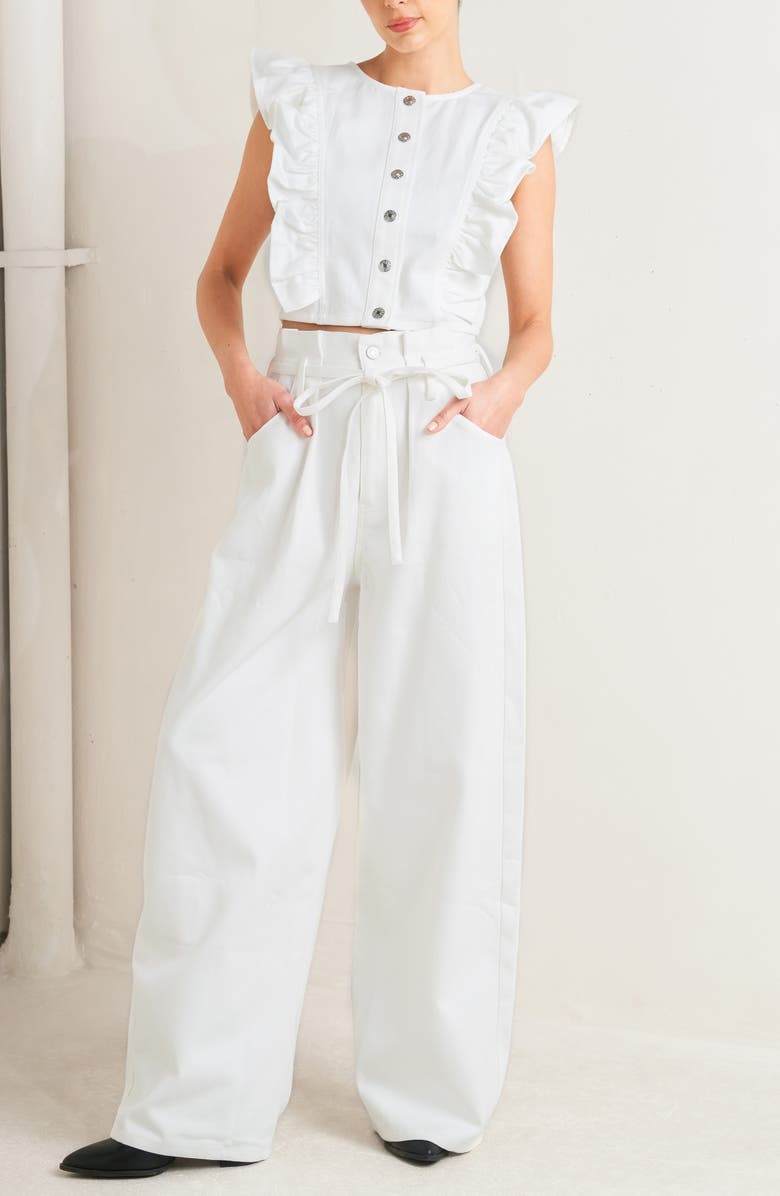 FREEMARKET Button-Up Crop Vest, Alternate, color, White