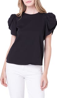 English Factory Gathered Sleeve Knit Top