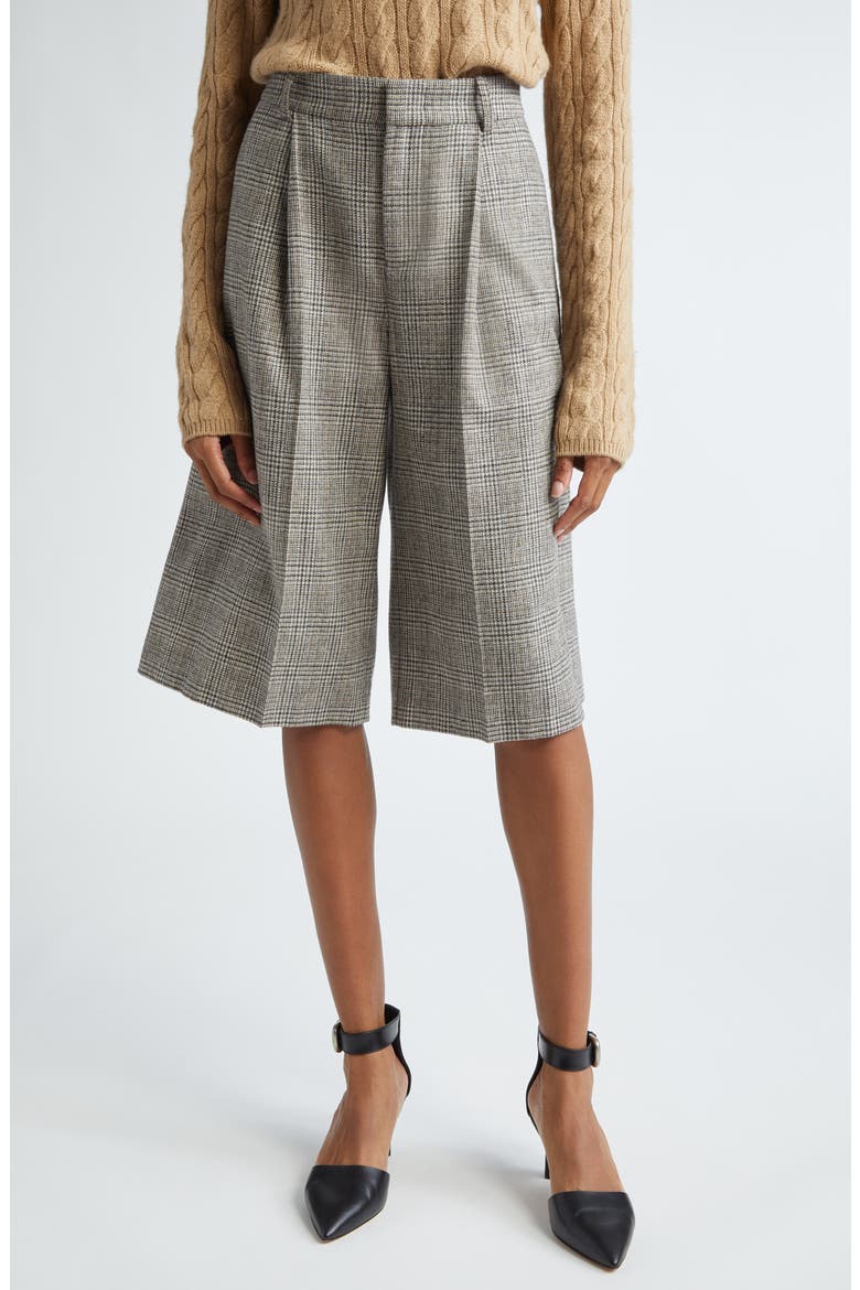 Plaid High Waist Wide Leg Shorts, Main, color, HERITAGE GREY