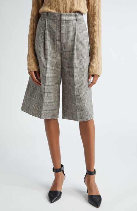 Vince Plaid High Waist Wide Leg Shorts