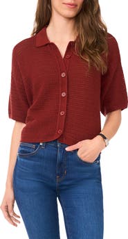 Halogen® Cotton Short Sleeve Cardigan