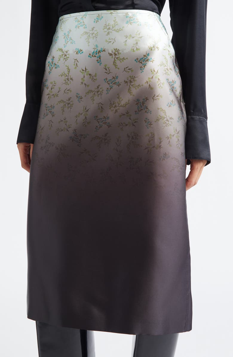 Jil Sander Burnt Bouquet Print Silk Midi Skirt, Alternate, color, Burnt Green