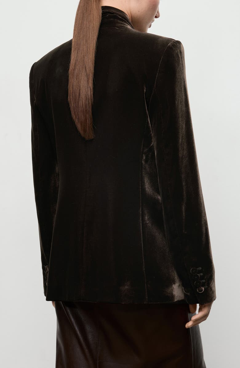 MANGO Structured Velvet Blazer, Alternate, color, Chocolate