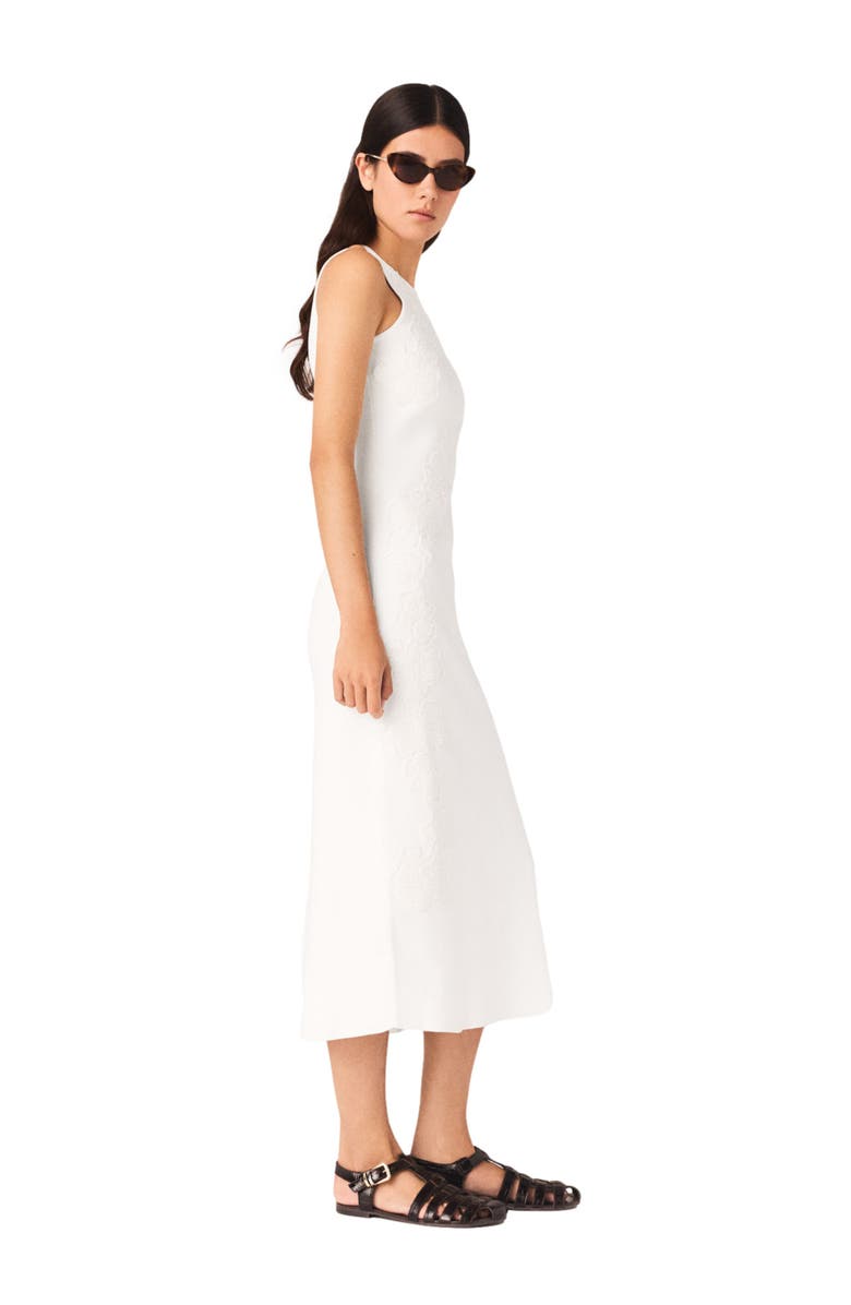 maje Beaded embroidered floral dress, Alternate, color, White