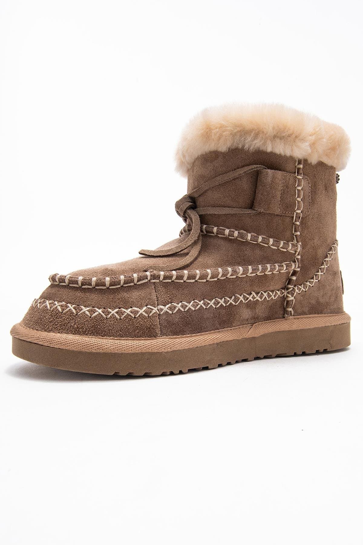 Jorel Leather Fur Lined Ankle Boot, Alternate, color, Cognac Suede Leather