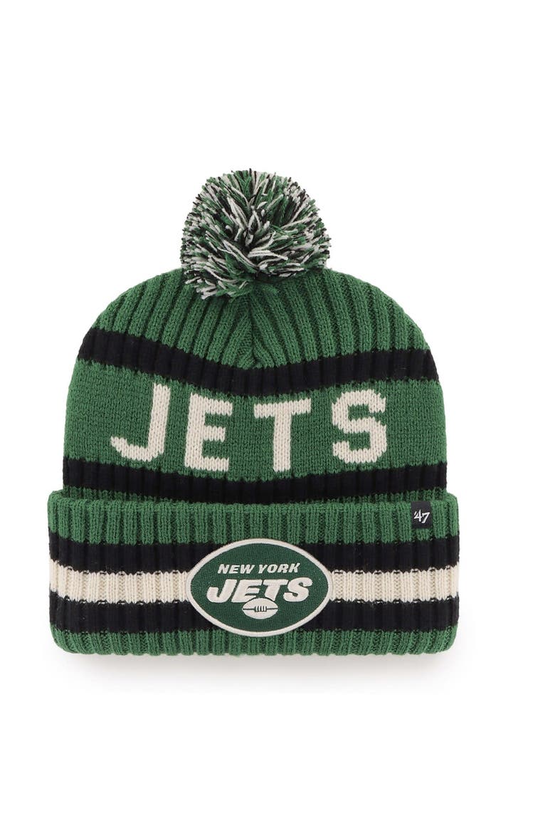 Men's '47 Green New York Jets Bering Cuffed Knit Hat with Pom, Main, color, Green