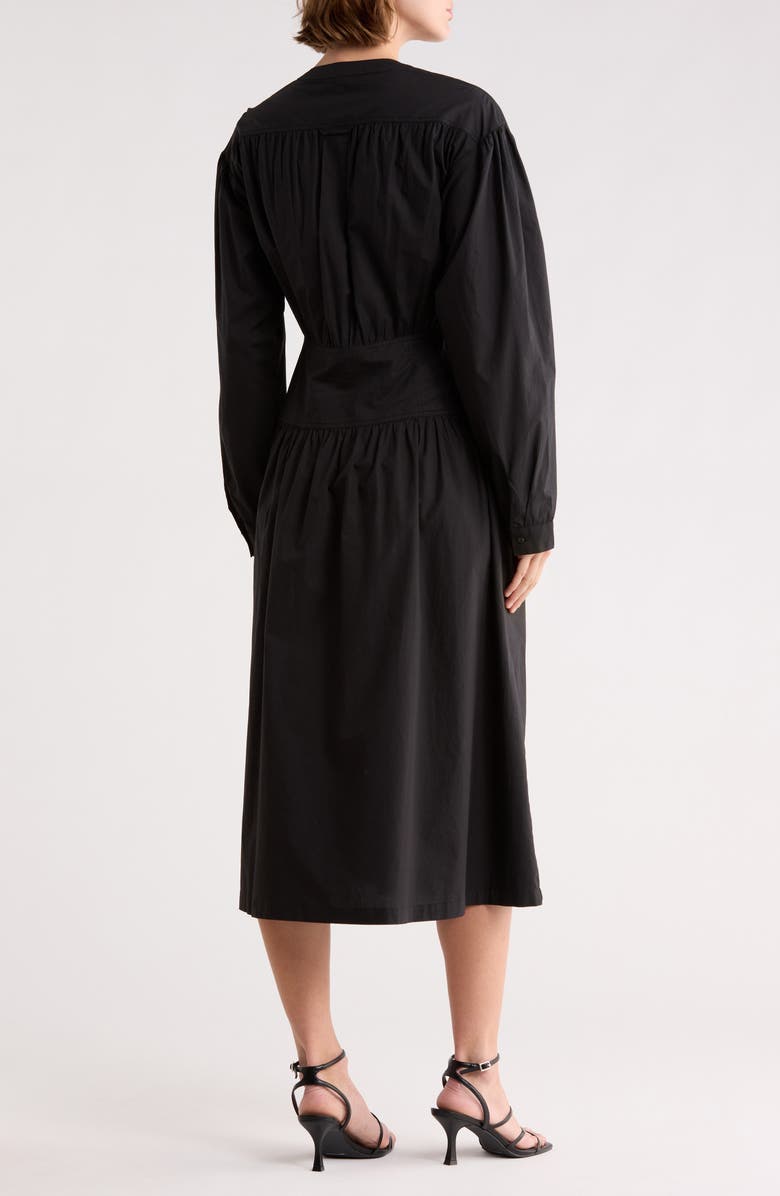 AREA STARS Long Sleeve Button Front Cotton Dress, Alternate, color, Black