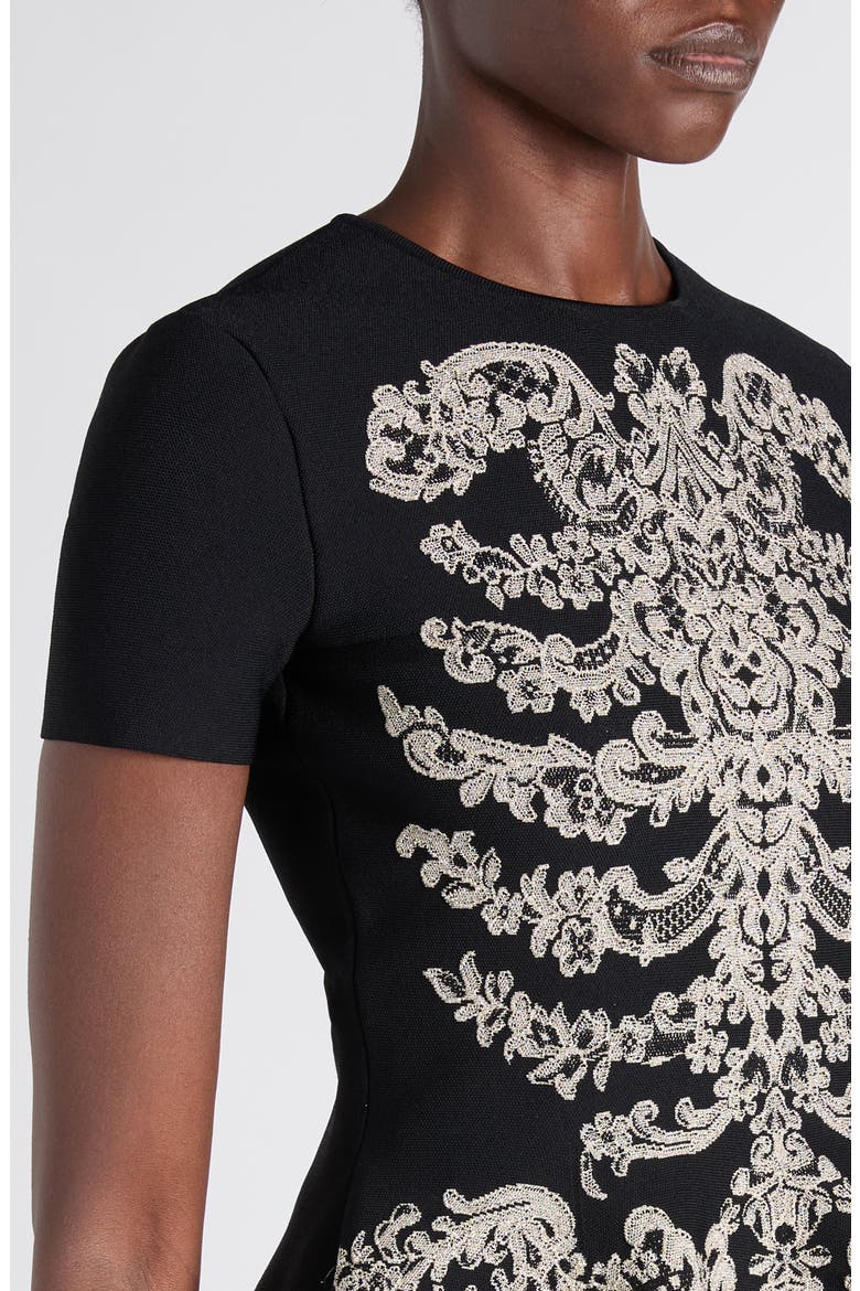 Ribcage Jacquard Peplum Top, Alternate, color, BLACK
