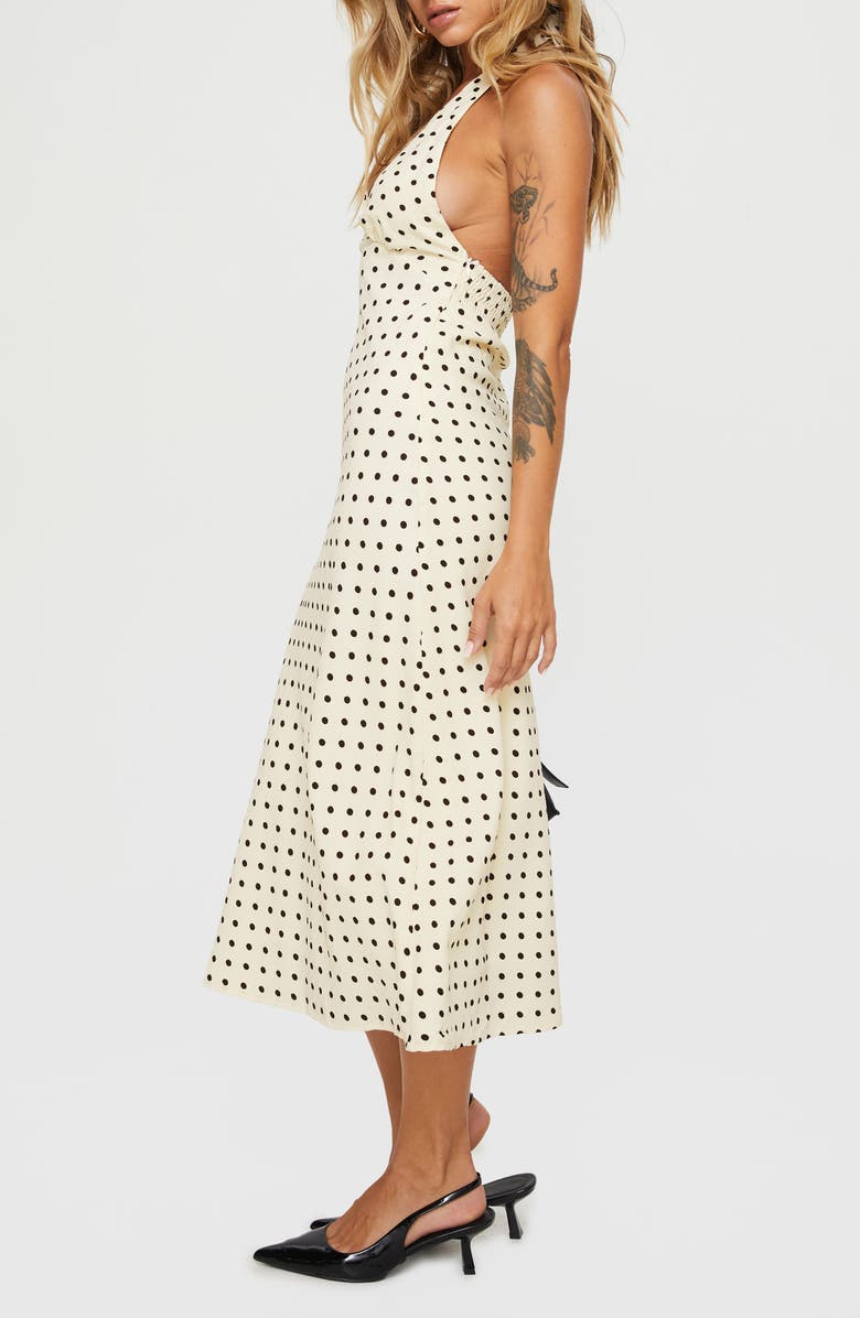 Princess Polly Kimbelle Polka Dot Halter Neck Dress, Alternate, color, Cream / Polka Dot