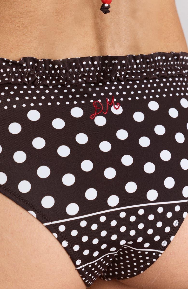 Damson Madder Mixed Dot String Bikini Bottoms, Alternate, color, Black/ White Multi