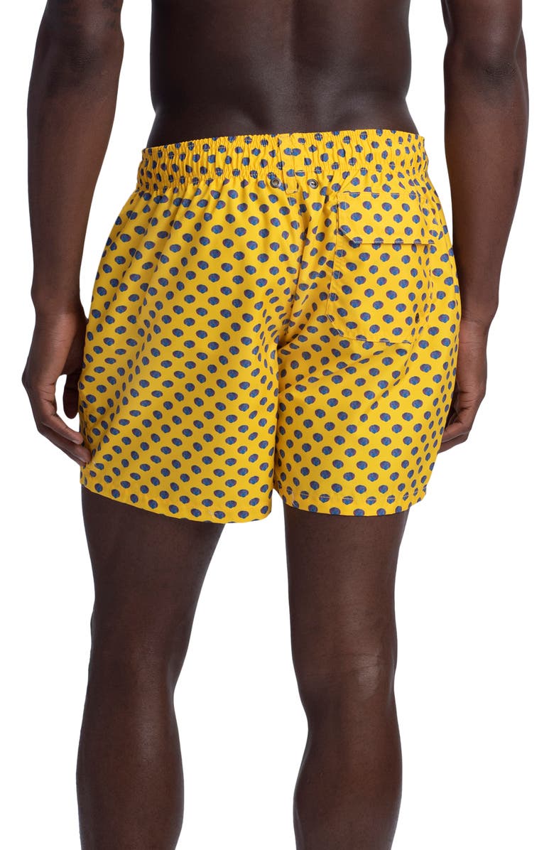 Bugatchi Seashell Print Swim Trunks, Alternate, color, Lemon