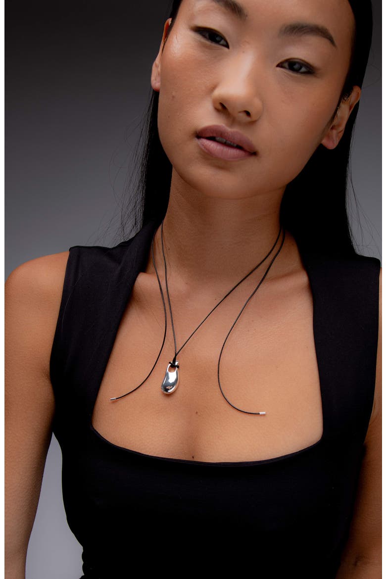Perto Maxi Cord Necklace in Silver and Black, Alternate, color, Silver