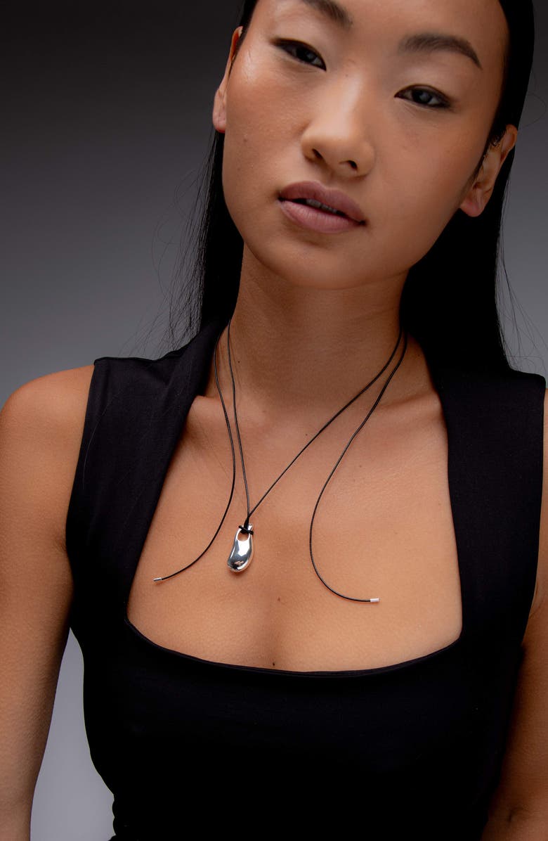 YOJ Perto Maxi Cord Necklace in Silver and Black, Alternate, color, Silver