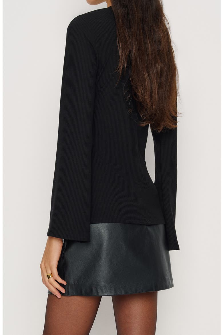 Verne Button Front Knit Top, Alternate, color, BLACK