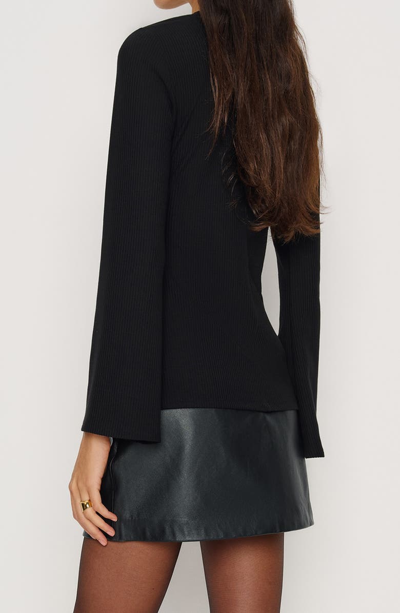 Reformation Verne Button Front Knit Top, Alternate, color, Black