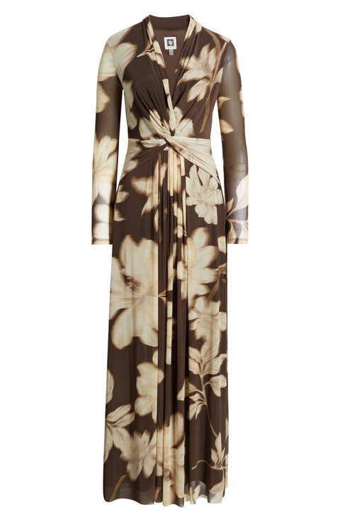 Floral Print Long Sleeve Maxi Dress