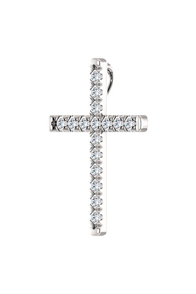 1/2 Ct EX3 Lab Grown Diamond Cross Pendant Necklace 1" Tall 14k Gold, Alternate, color, 14k White Gold