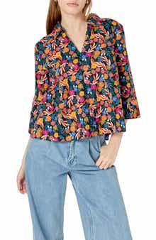 Floral Cotton Popover Shirt