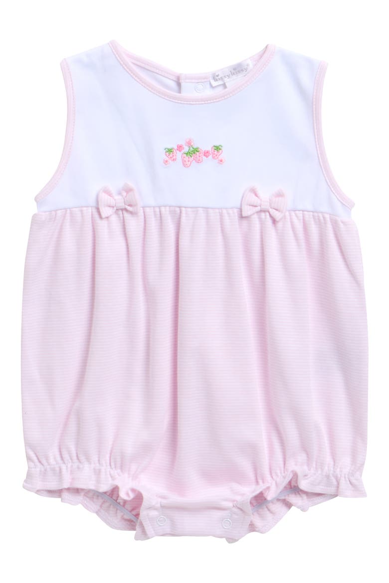 Strawberry Embroidered Pima Cotton Bubble Romper, Main, color, PINK