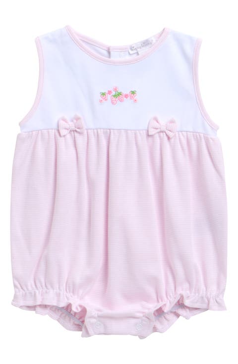 Strawberry Embroidered Pima Cotton Bubble Romper (Baby)