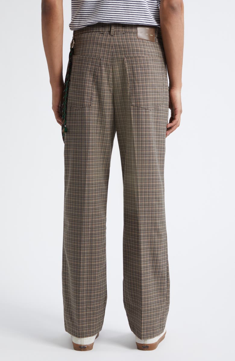 SONG FOR THE MUTE Plaid Pleated Lanyard Detail Pants, Alternate, color, Brown