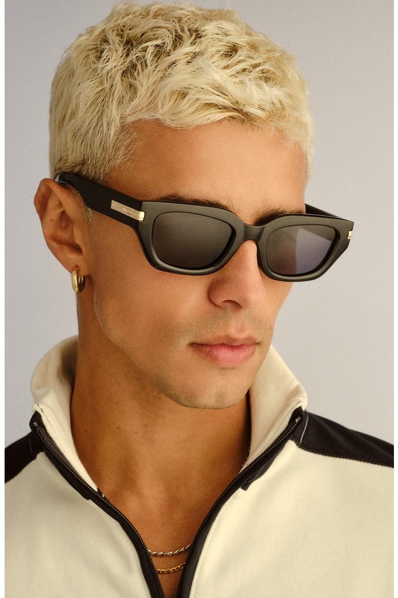 Cubito 51mm Polarized Square Sunglasses, Alternate, color, BLACK / SMOKE MONO POLARIZED