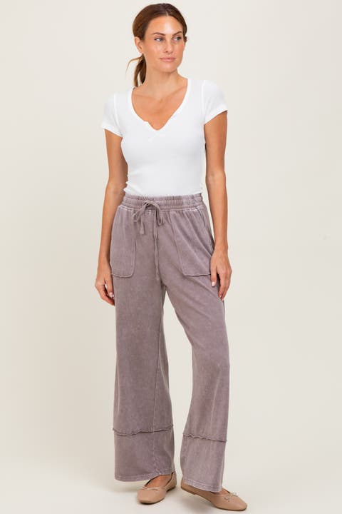 Mineral Wash Wide Leg Ankle Pants