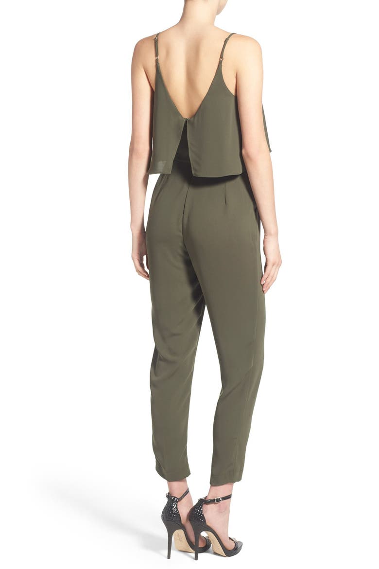 ASTR Popover Bodice Crop Jumpsuit, Alternate, color, OLIVE