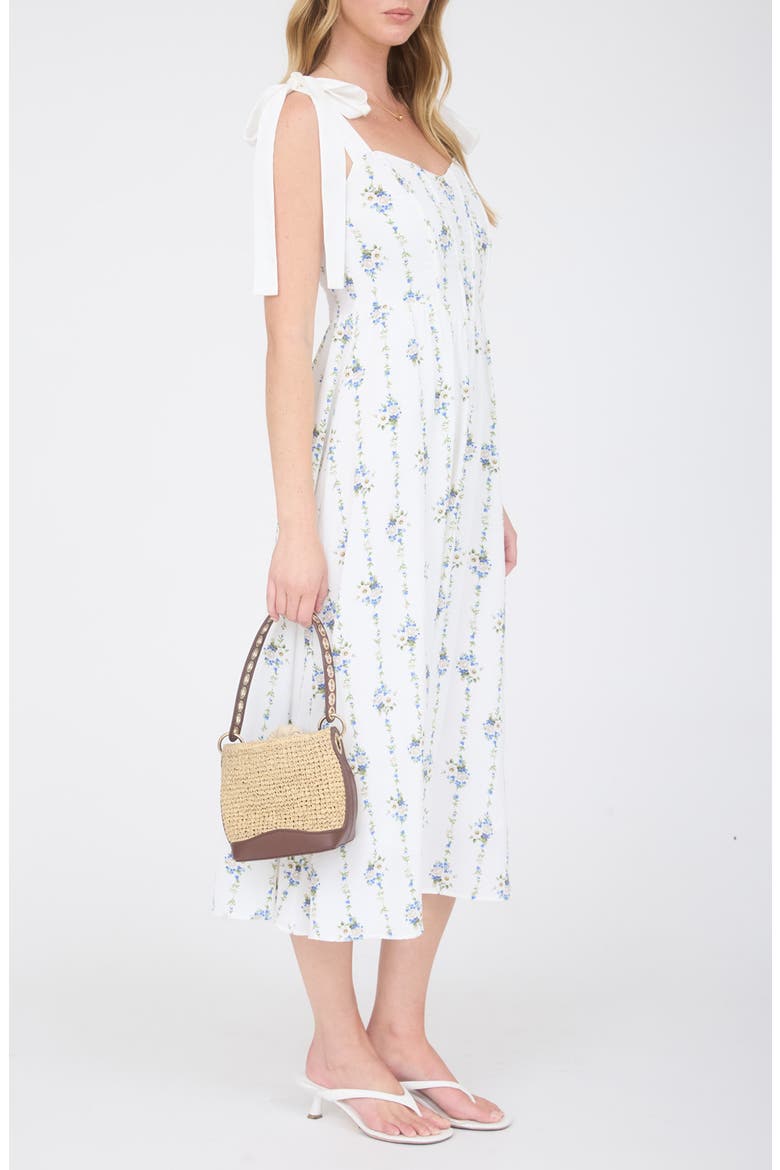 Bow Tied Strap Midi Dress, Alternate, color, IVORY MULTI