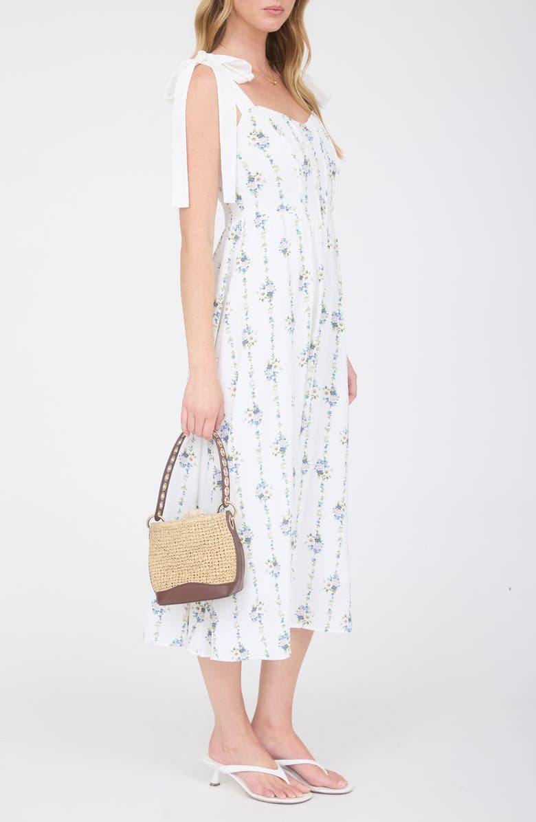 Blu Pepper Bow Tied Strap Midi Dress, Alternate, color, Ivory Multi