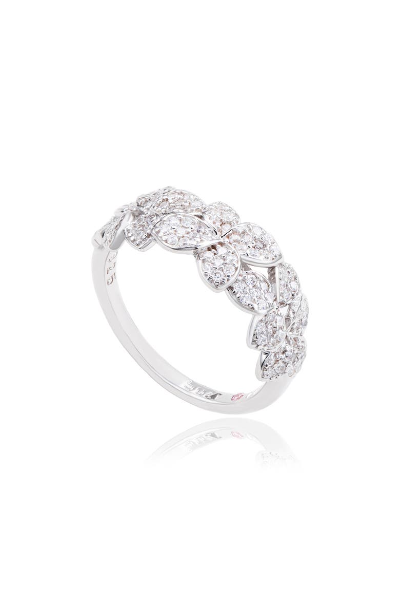 Sterling Silver CZ Pavé Flower Ring, Alternate, color, WHITE