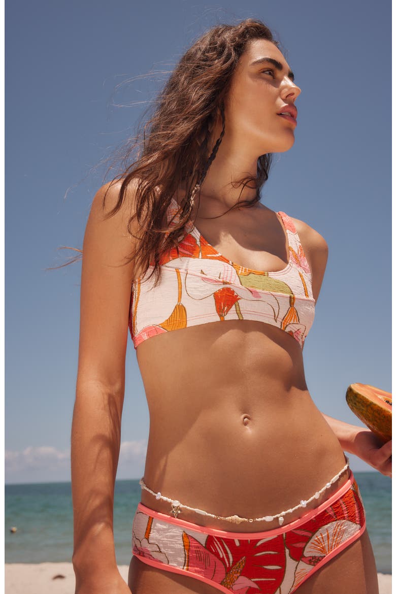 Printed Farrah Bralette Bikini Top, Alternate, color, PURA VIDA BLUSH