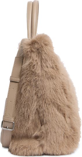 Faux Fur Tote Bag with Pouch