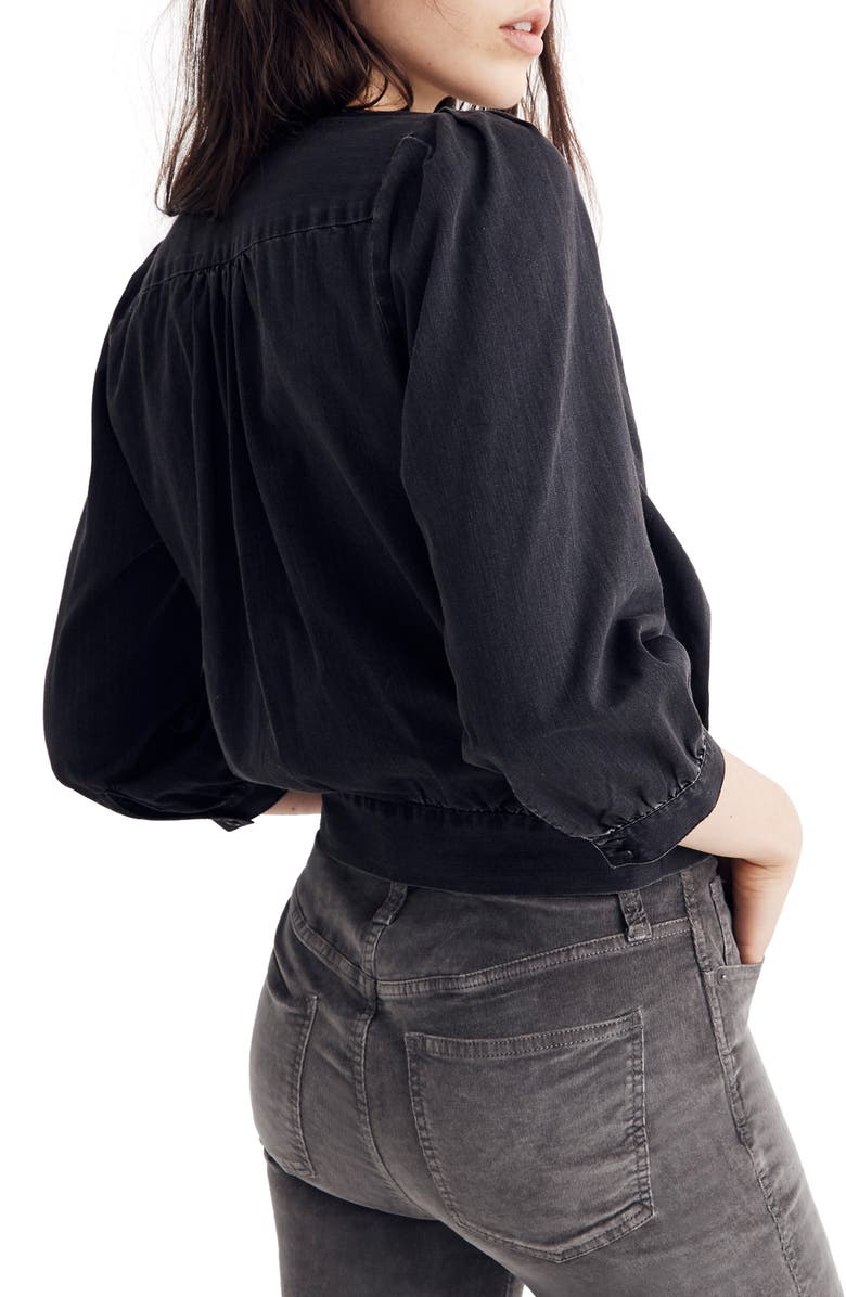 Madewell Denim Wrap Top, Alternate, color, 