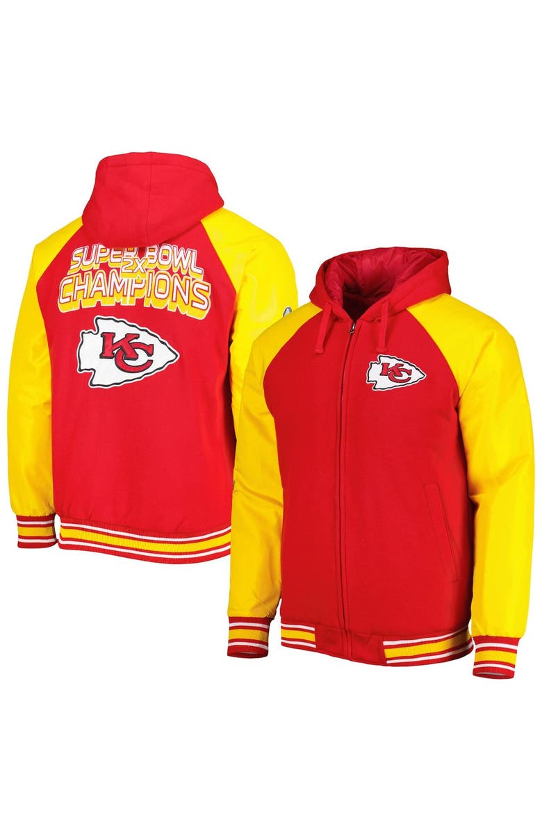 G-III SPORTS BY CARL BANKS Men's G-III Sports by Carl Banks Red Kansas City Chiefs Defender Raglan Full-Zip Hoodie Varsity Jacket, Main, color, 