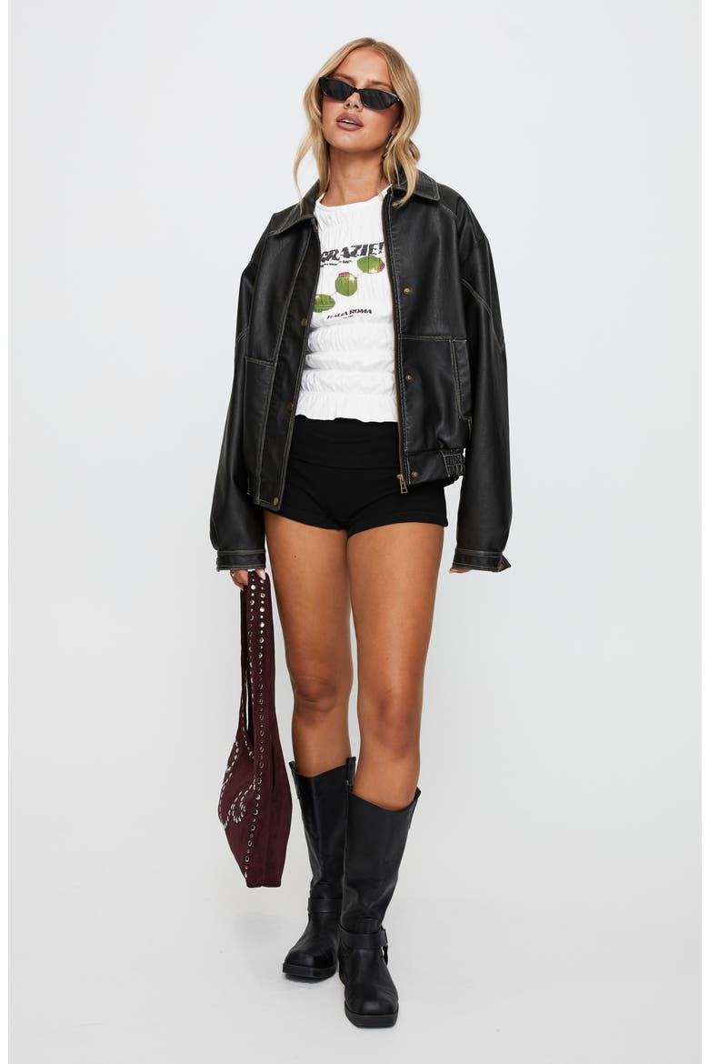 Jaxton Faux Leather Jacket, Alternate, color, BLACK