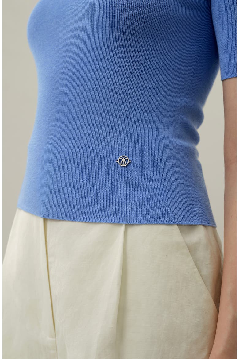 Women's Seamless Silk-Cotton Slim-Fit Knit Top, Alternate, color, Malibu Blue