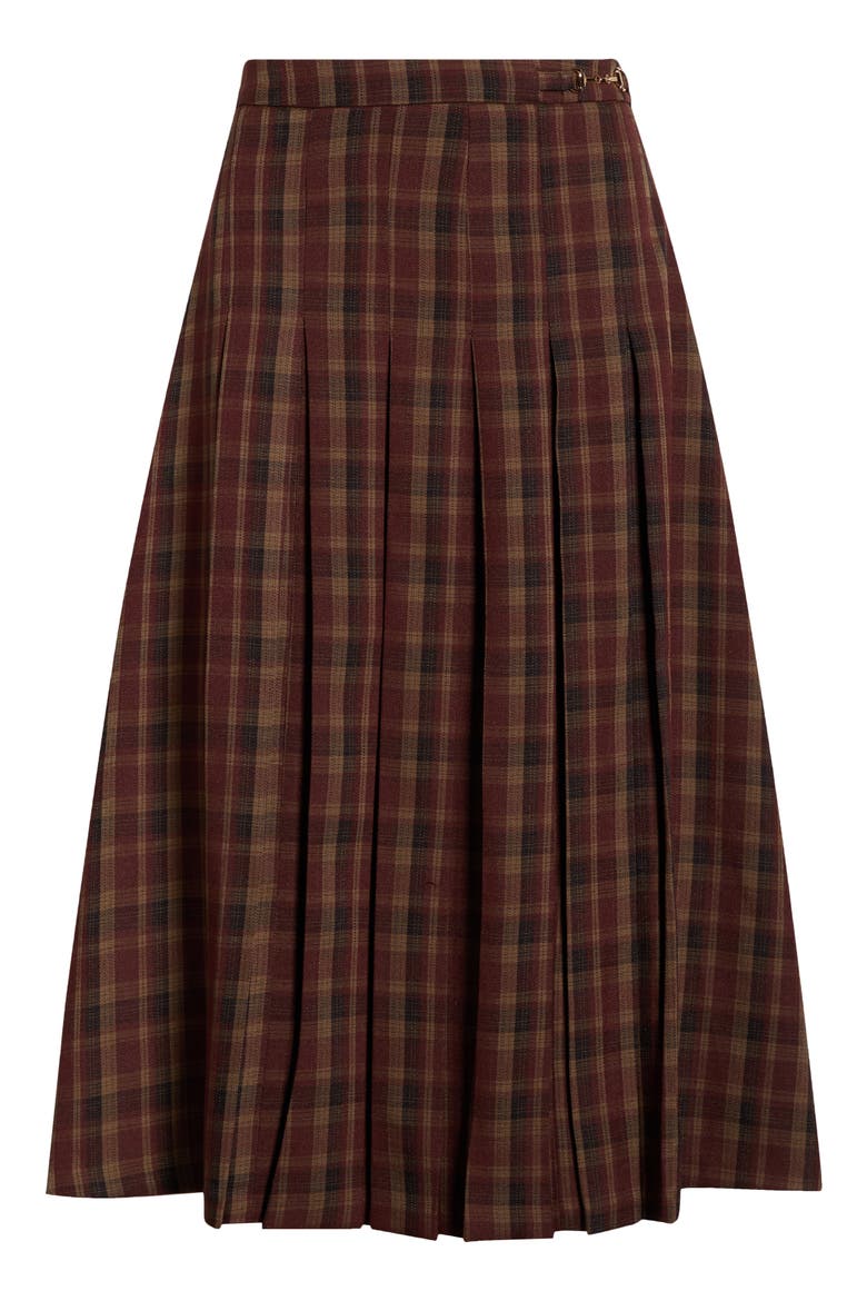 Vena Plaid Pleated Midi Skirt, Alternate, color, WINE PLAID