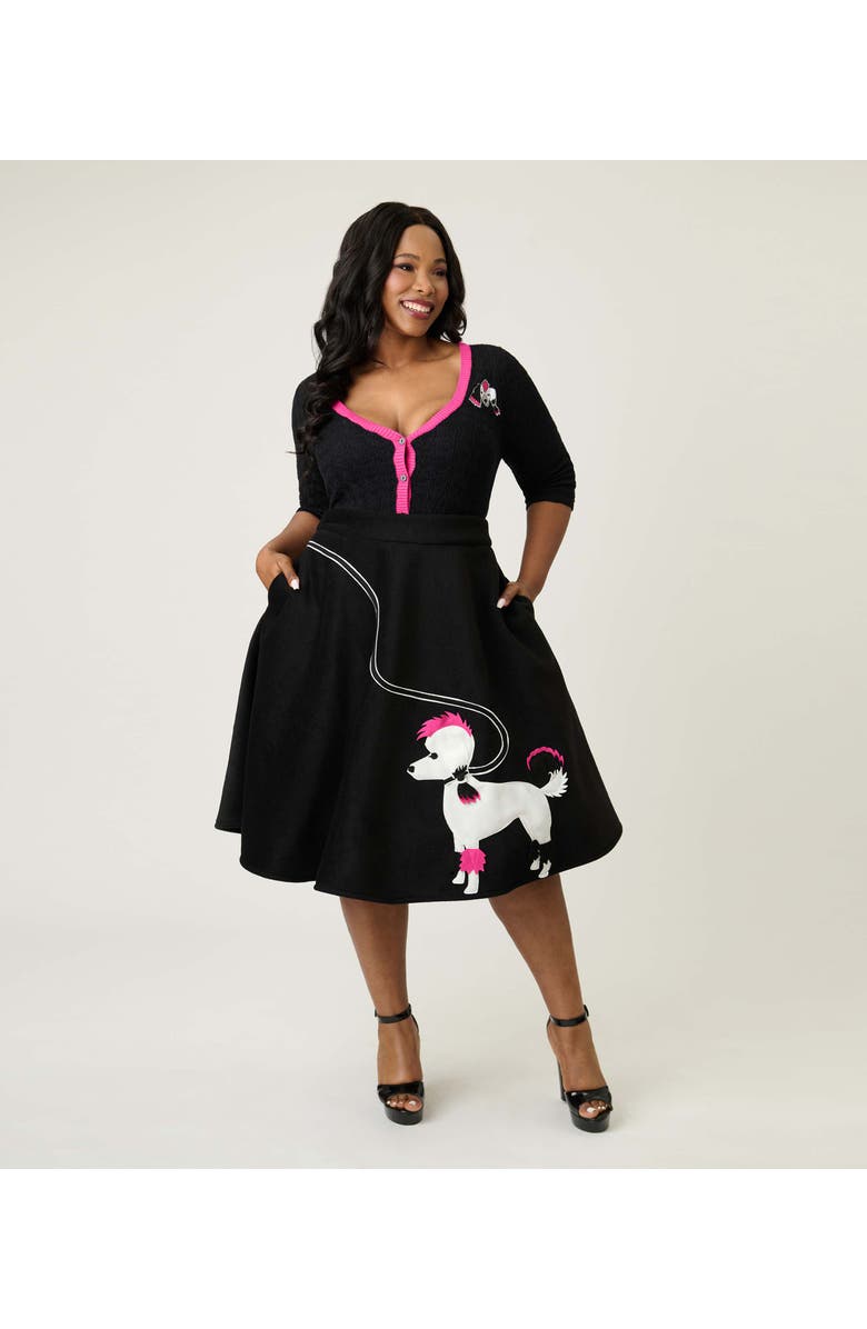 Unique Vintage Plus Size High Waist Soda Shop Swing Skirt, Main, color, Black