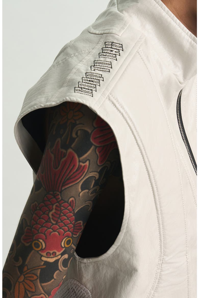 Noe Faux Leather Biker Vest, Alternate, color, GREY