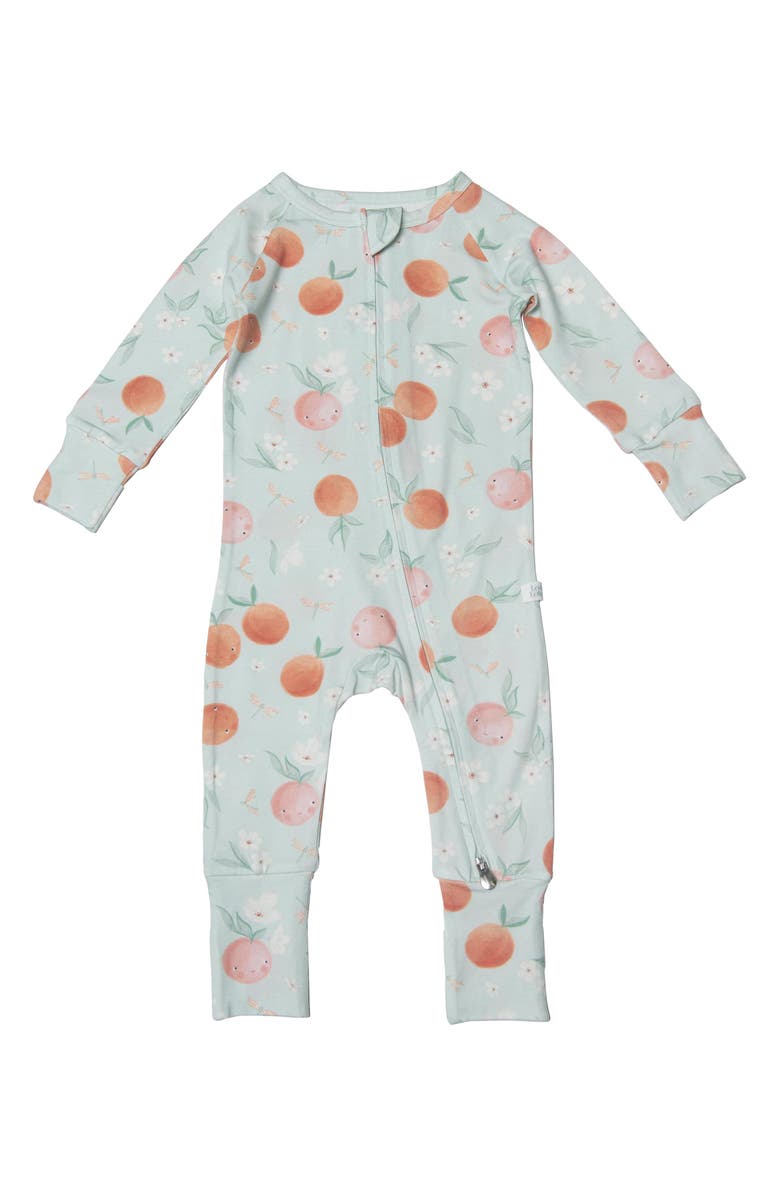Loulou Lollipop Peaches Print Fitted One-Piece Pajamas, Main, color, 